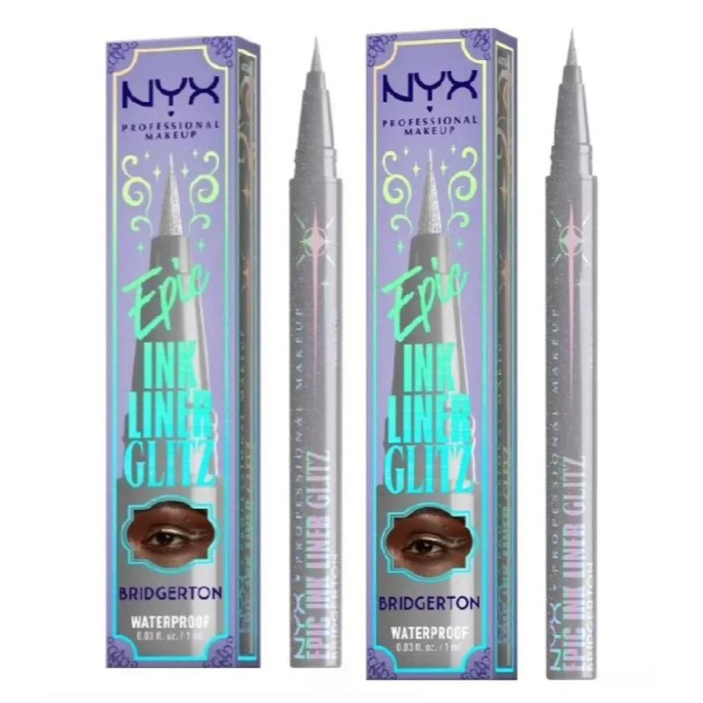 NYX Bridgerton Royal Epic Waterproof Metallic Eyeliner Glitzed in Silver 2 Pack